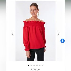 NWT Red Off the Shoulder Marguerite Blouse S